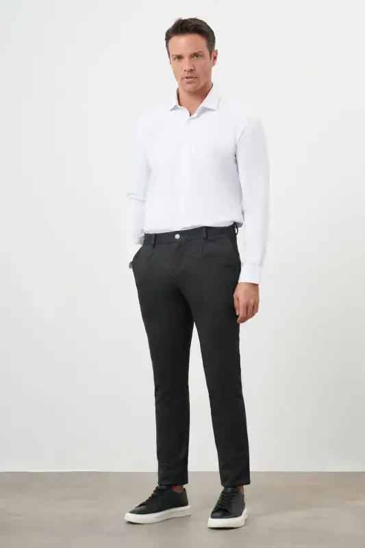 Morven Erkek Siyah Poliviskon Trend Pileli Slim Fit Spor Pantolon - 5