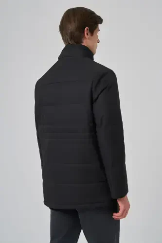 Morven Erkek Siyah Polyester Çıtçıtlı Kapüşonlu Mont - 5