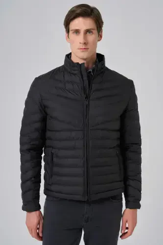 Morven Erkek Siyah Polyester Kısa Kapitone Mont - MORVEN (1)