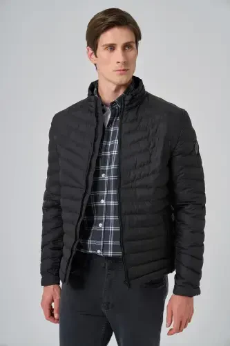 Morven Erkek Siyah Polyester Kısa Kapitone Mont - MORVEN (1)