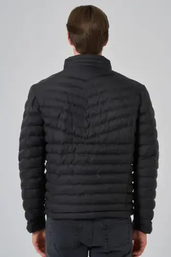 Morven Erkek Siyah Polyester Kısa Kapitone Mont - 5