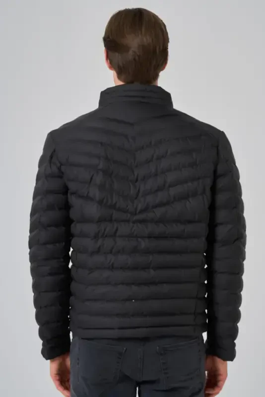 Morven Erkek Siyah Polyester Kısa Kapitone Mont - 5