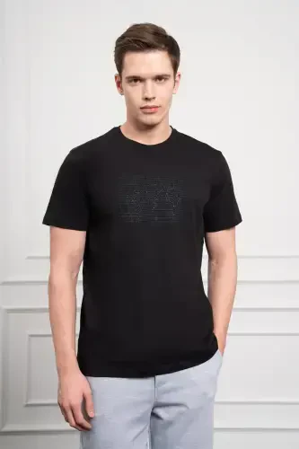Morven Erkek Siyah Trend Bisiklet Yaka Dinamik Fit Pamuk T-Shirt - 3