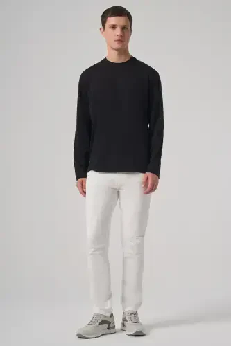Morven Erkek Siyah Trend Bisiklet Yaka Rayon Sweatshirt - 5