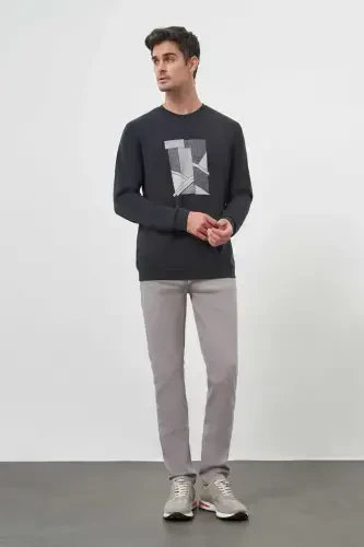 Morven Erkek Siyah Trend Bisiklet Yaka Sweat-Shirt - 5