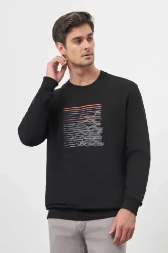 Morven Erkek Siyah Trend Bisiklet Yaka Sweat-Shirt - 3