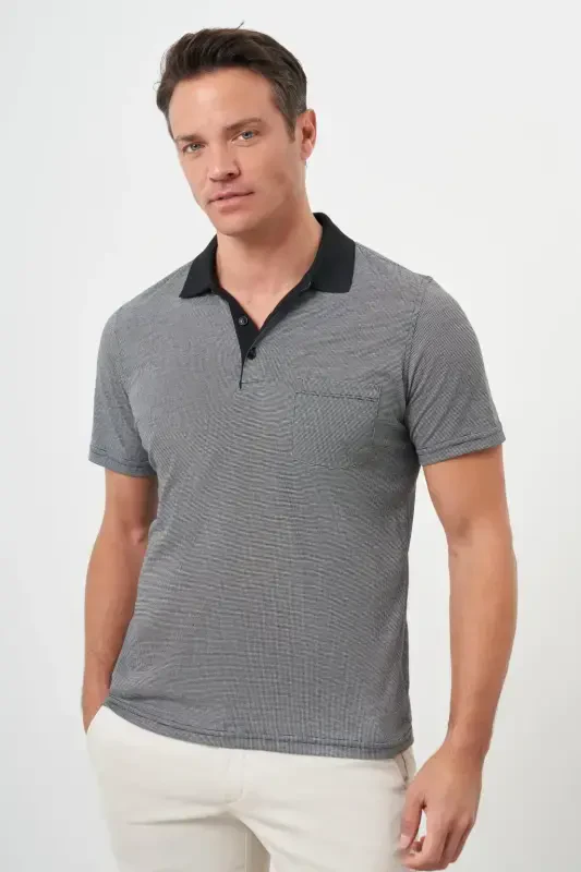 Morven Erkek Siyah Trend Cepli Polo Yaka T-Shirt - 3