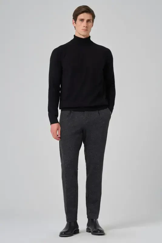 Morven Erkek Siyah Trend Core Spun Balıkçı Yaka Dynamic Fit Rahat Kesim Triko - 4