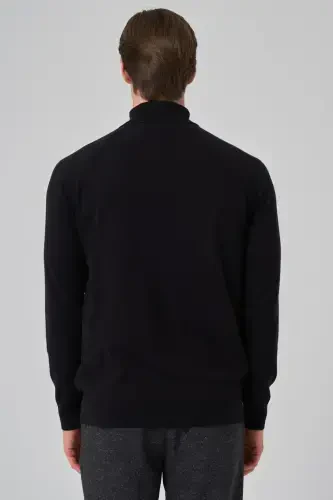 Morven Erkek Siyah Trend Core Spun Balıkçı Yaka Dynamic Fit Rahat Kesim Triko - 5