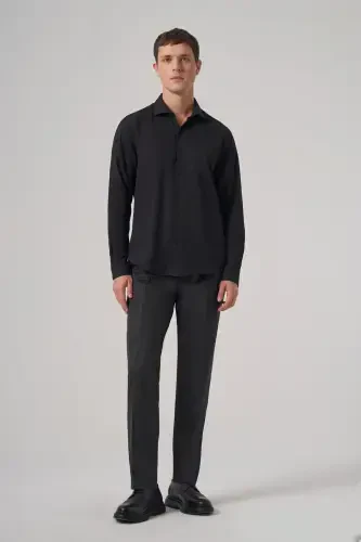 Morven Erkek Siyah Trend Dynamic Fit Sert Yaka Gömlek - 4