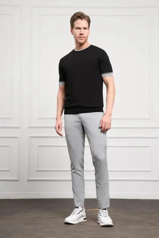 Morven Erkek Siyah Trend Polo Yaka Dinamik Fit Rahat Kesim T-Shirt - 2