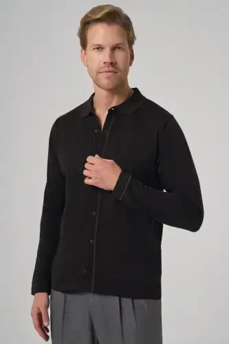 Modazone Erkek Siyah Trend Polo Yaka Gömlek Triko - MORVEN (1)