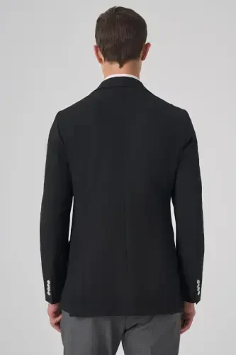 Morven Erkek Siyah Trend Slim Fit Mono Yaka Ceket - 5