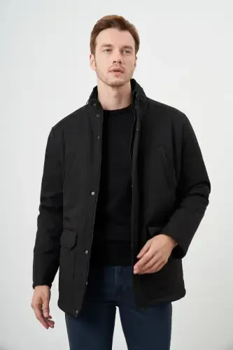 Morven Erkek Siyah Wagon Çıtçıtlı Kapüşonlu Dynamic Fit Rahat Kesim Mont - 2