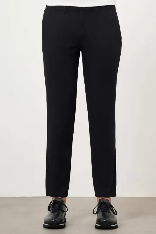 Morven Erkek Siyah Yazlık Pamuk Yan Cep Slim Fit Chino Pantolon - 1