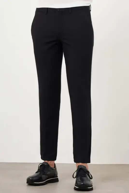 Morven Erkek Siyah Yazlık Pamuk Yan Cep Slim Fit Chino Pantolon - 2