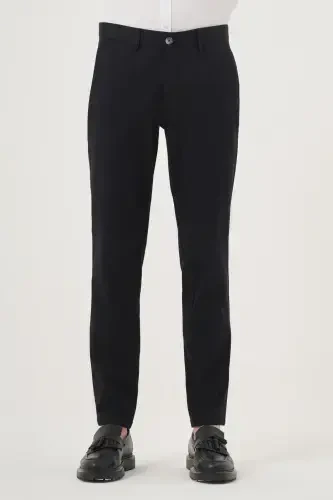 Morven Erkek Siyah Yazlık Pamuk Yan Cep Slim Fit Chino Pantolon 
