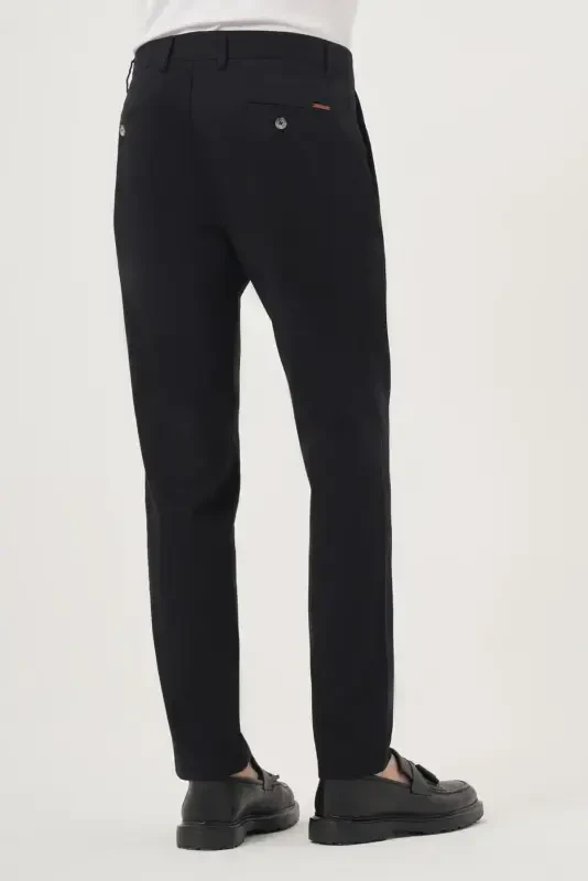 Morven Erkek Siyah Yazlık Pamuk Yan Cep Slim Fit Chino Pantolon - 4