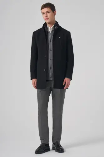 Morven Erkek Siyah Yünlü Dynamic Fit Kambet Çıkma Mostra Kaban - 3