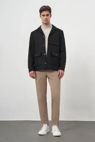 Morven Erkek Siyah Yünlü Worker Ceket - 4