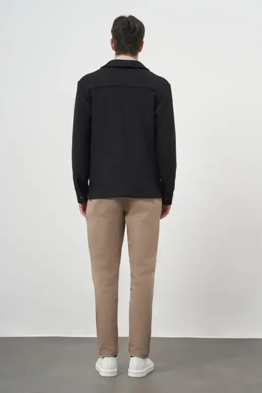 Morven Erkek Siyah Yünlü Worker Ceket - 5