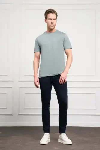 Morven Erkek Su Yeşili Trend Dinamik Fit Bisiklet Yaka T-Shirt - MORVEN (1)