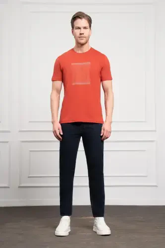 Morven Erkek Tarçın Trend Bisiklet Yaka Dinamik Fit Pamuk T-Shirt - MORVEN (1)