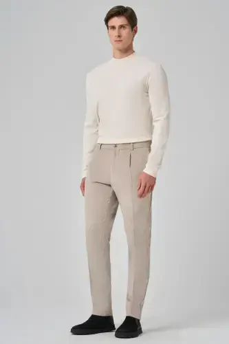 Morven Erkek Taş Pamuk Trend Fitilli Kadife Lastikli Slim Fit Pantolon - MORVEN (1)