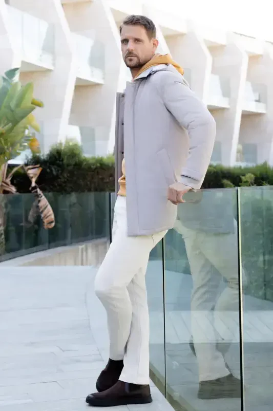 Morven Erkek Taş Poliamit Çıtçıtlı Kapüşonlu Mont - 4