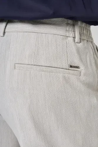 Morven Erkek Taş Poliviskon Trend Çizgili Slim Fit Jogger Pantolon - 4