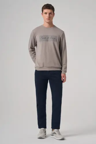 Morven Erkek Taş Trend Baskılı Bisiklet Yaka Sweat-Shirt - 4