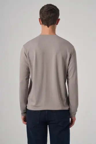 Morven Erkek Taş Trend Baskılı Bisiklet Yaka Sweat-Shirt - 5