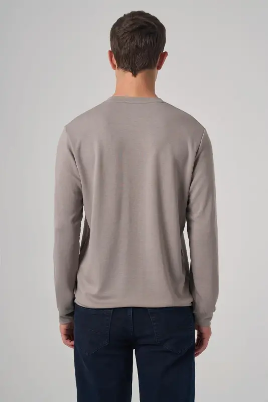 Morven Erkek Taş Trend Baskılı Bisiklet Yaka Sweat-Shirt - 5