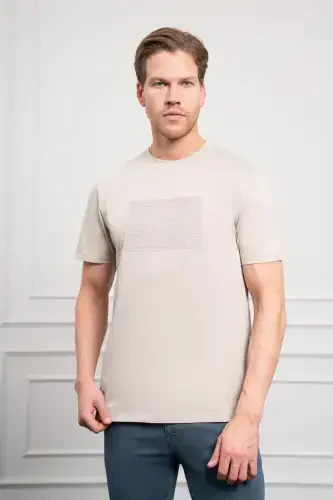 Morven Erkek Taş Trend Bisiklet Yaka Dinamik Fit Pamuk T-Shirt - 3