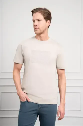 Morven Erkek Taş Trend Bisiklet Yaka Dinamik Fit Pamuk T-Shirt - 4