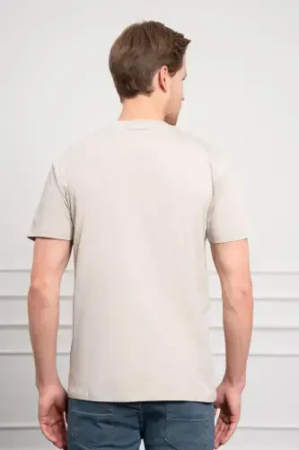 Morven Erkek Taş Trend Bisiklet Yaka Dinamik Fit Pamuk T-Shirt - 5