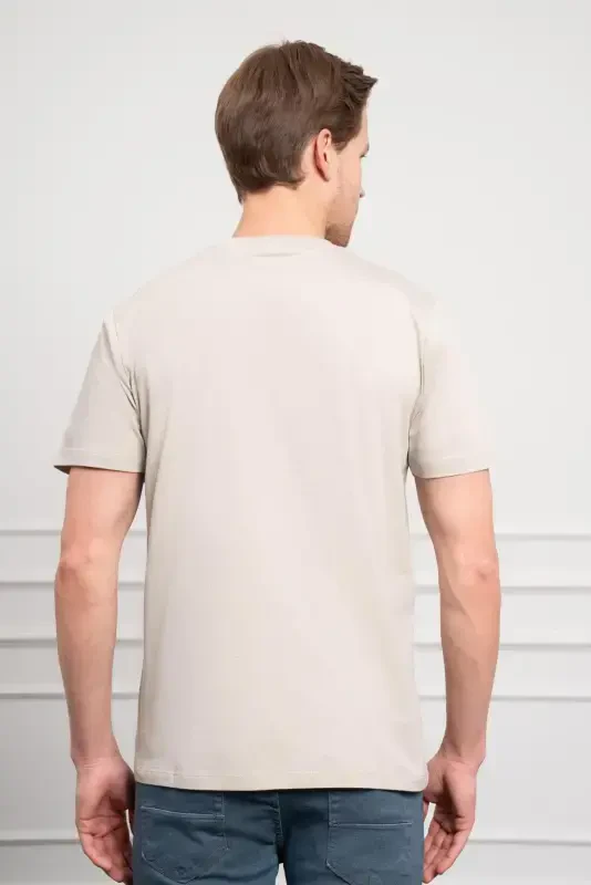 Morven Erkek Taş Trend Bisiklet Yaka Dinamik Fit Pamuk T-Shirt - 5