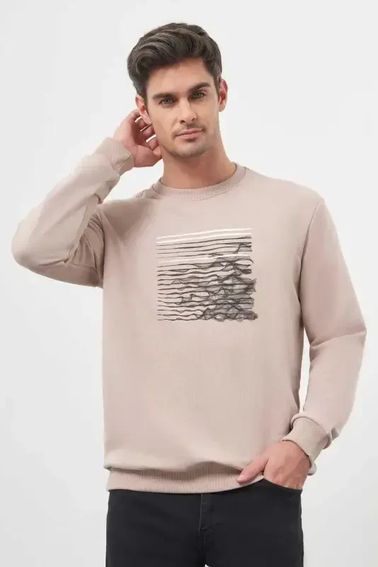 Morven Erkek Taş Trend Bisiklet Yaka Sweat-Shirt - 3