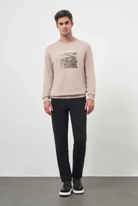 Morven Erkek Taş Trend Bisiklet Yaka Sweat-Shirt - 5