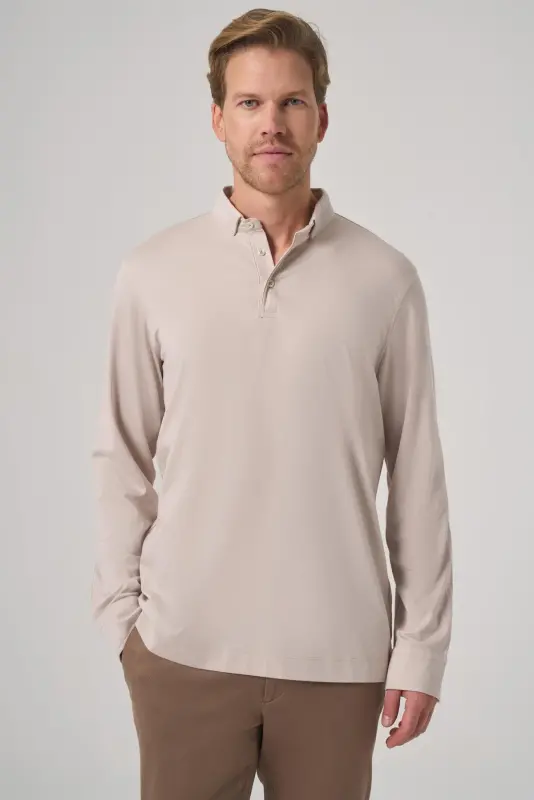 Morven Erkek Taş Trend Polo Yaka Rayon Sweatshirt - MORVEN