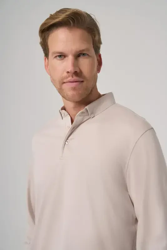 Morven Erkek Taş Trend Polo Yaka Rayon Sweatshirt - 3