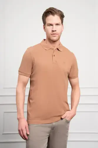 Modazone Erkek Vizon Basic Polo Yaka Dynamic Fit T-Shirt 