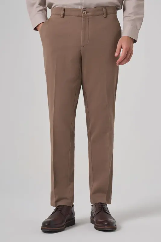 Morven Erkek Vizon Pamuk Trend Dynamic Fit Chino Pantolon - MORVEN