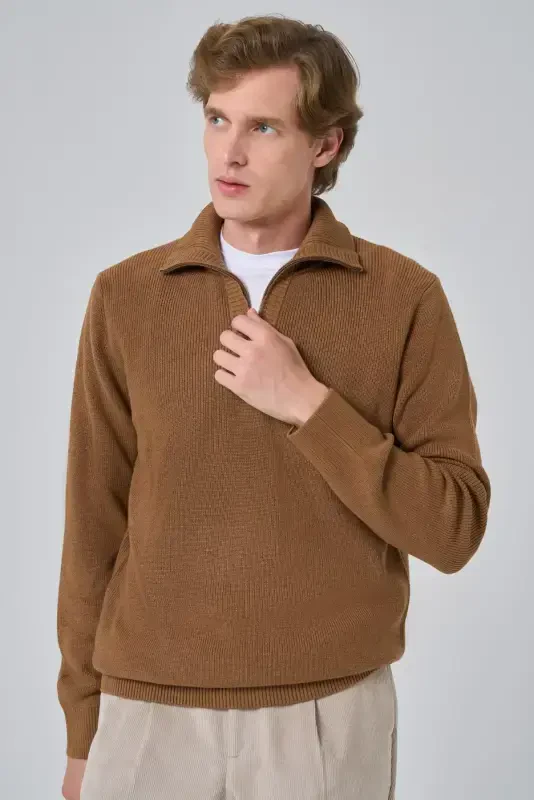 Morven Erkek Vizon Trend Bato Yaka Dynamic Fit Rahat Kesim Triko - 2