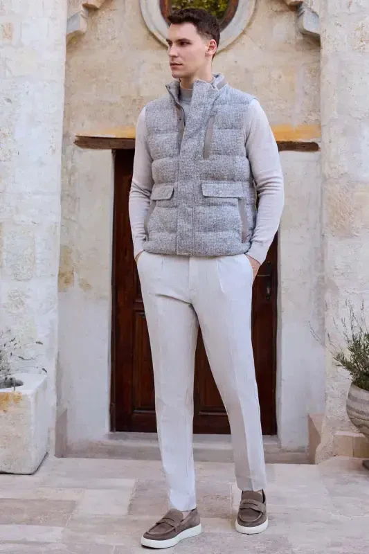 Morven Erkek Vizon Trend Yünlü Dinamik Fit Şişme Yelek - 2