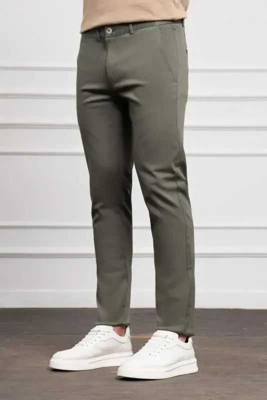 Morven Erkek Yeşil Slim Fit Dar Kesim Chino Pantolon - 2