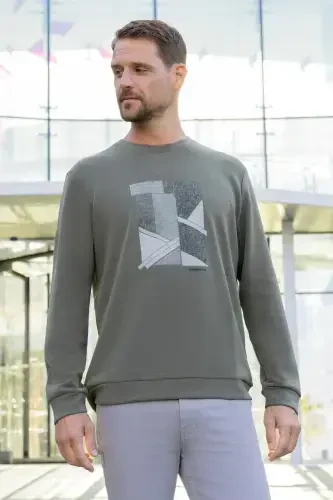 Morven Erkek Yeşil Trend Bisiklet Yaka Sweat-Shirt - MORVEN (1)