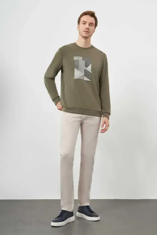 Morven Erkek Yeşil Trend Bisiklet Yaka Sweat-Shirt - 4