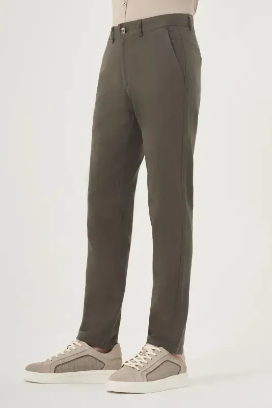 Morven Erkek Yeşil Yazlık Pamuk Yan Cep Slim Fit Chino Pantolon - 3