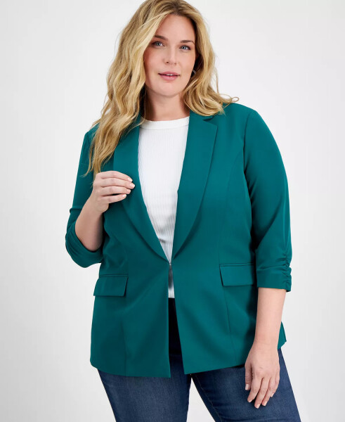 Modazone Green Tourmalin uchun yaratilgan 3/4 qismli go'ylak, katta o'lchamli blazer - 4